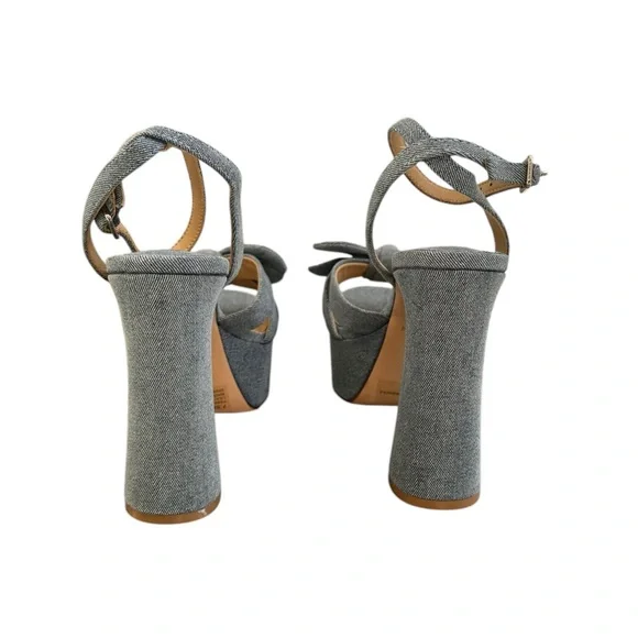 ANTONIO MELANI Blue Denim Bow Dressy Platform Sandals - Picture 6 of 11